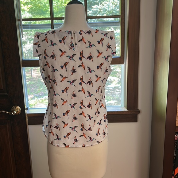 Vintage sleeveless top with bird print, size S/M - Picture 2 of 5